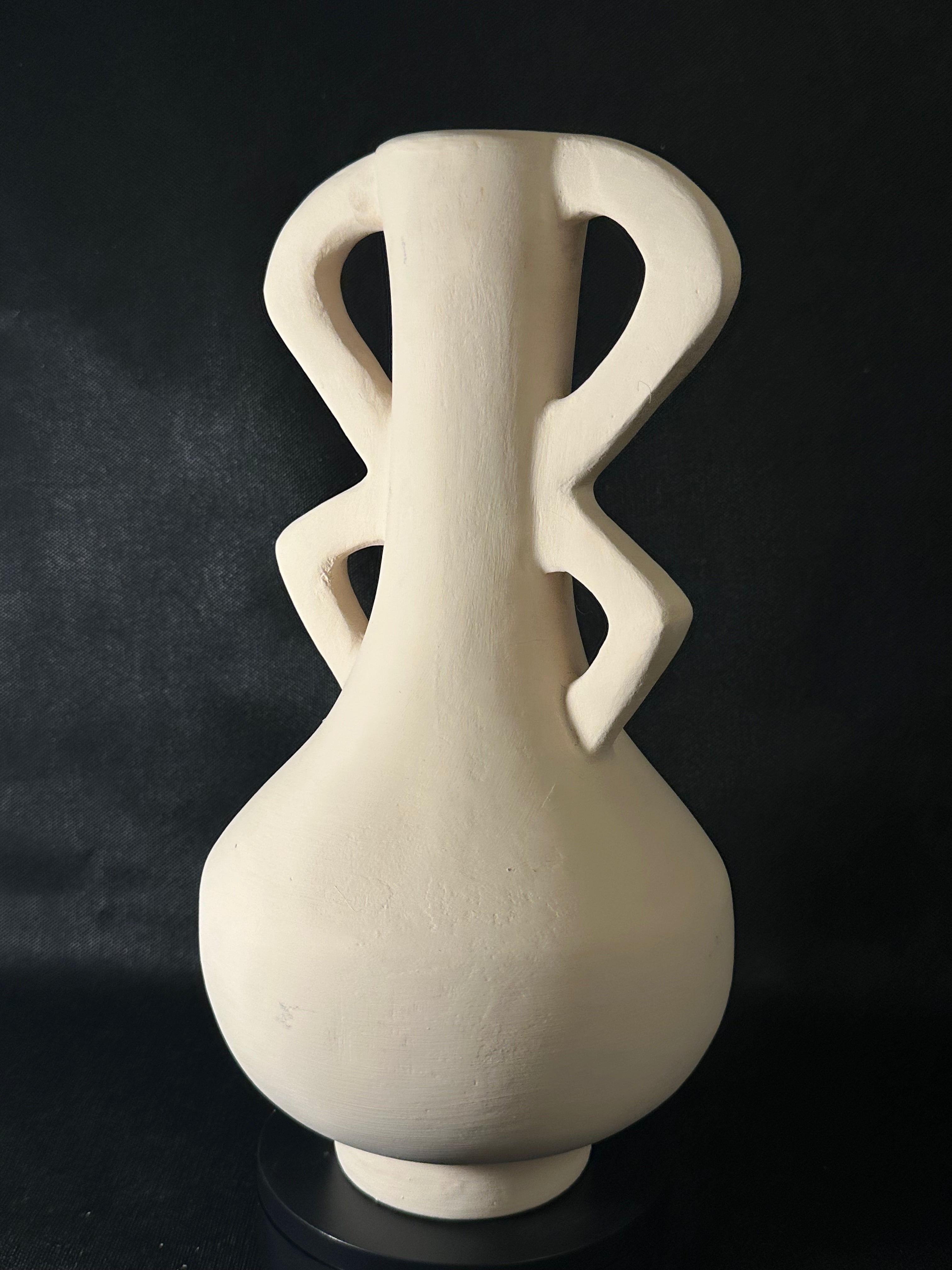 Vase à deux anses beige