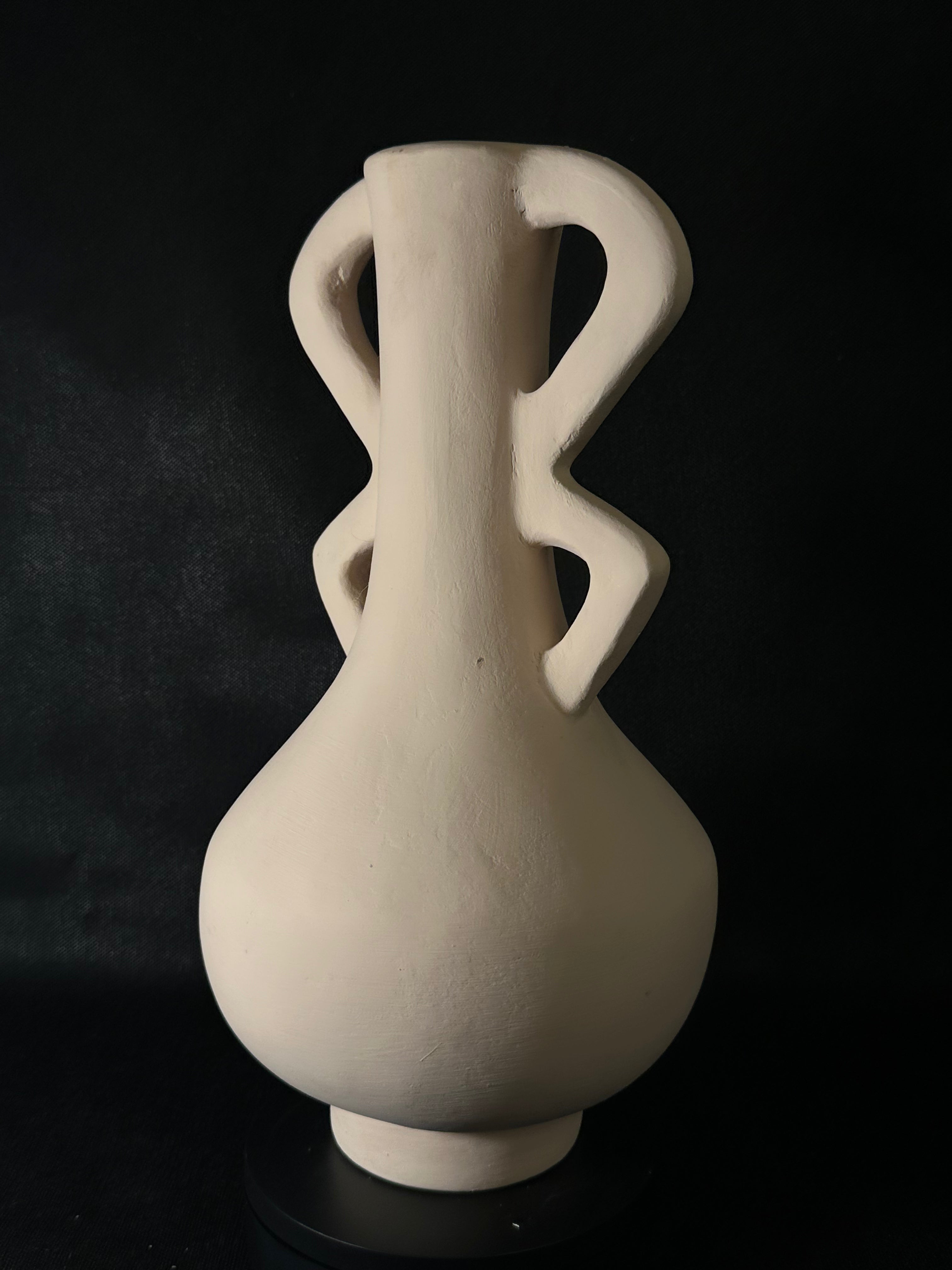 Vase à deux anses beige