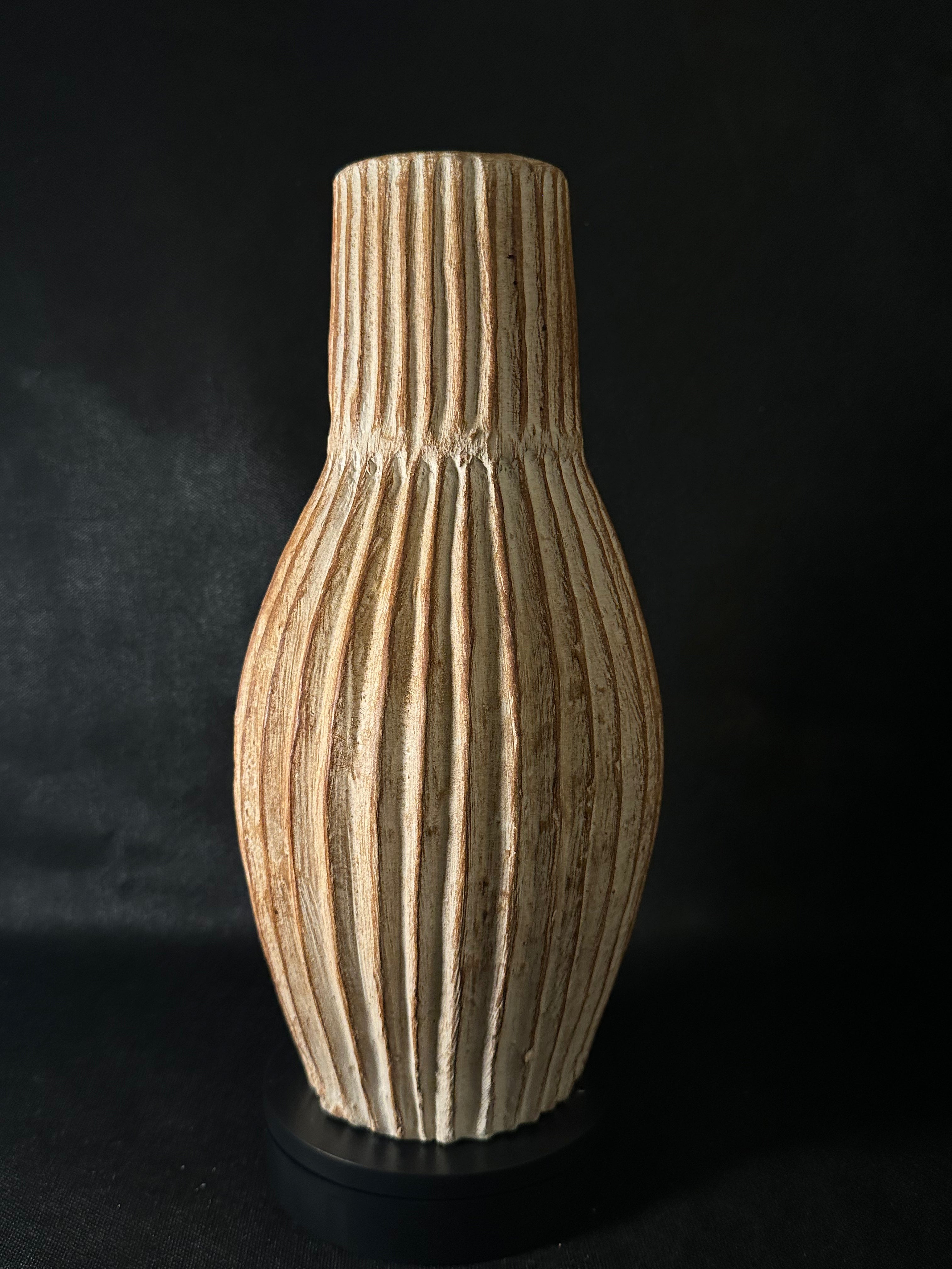 Vase à rayures blanc et orange
