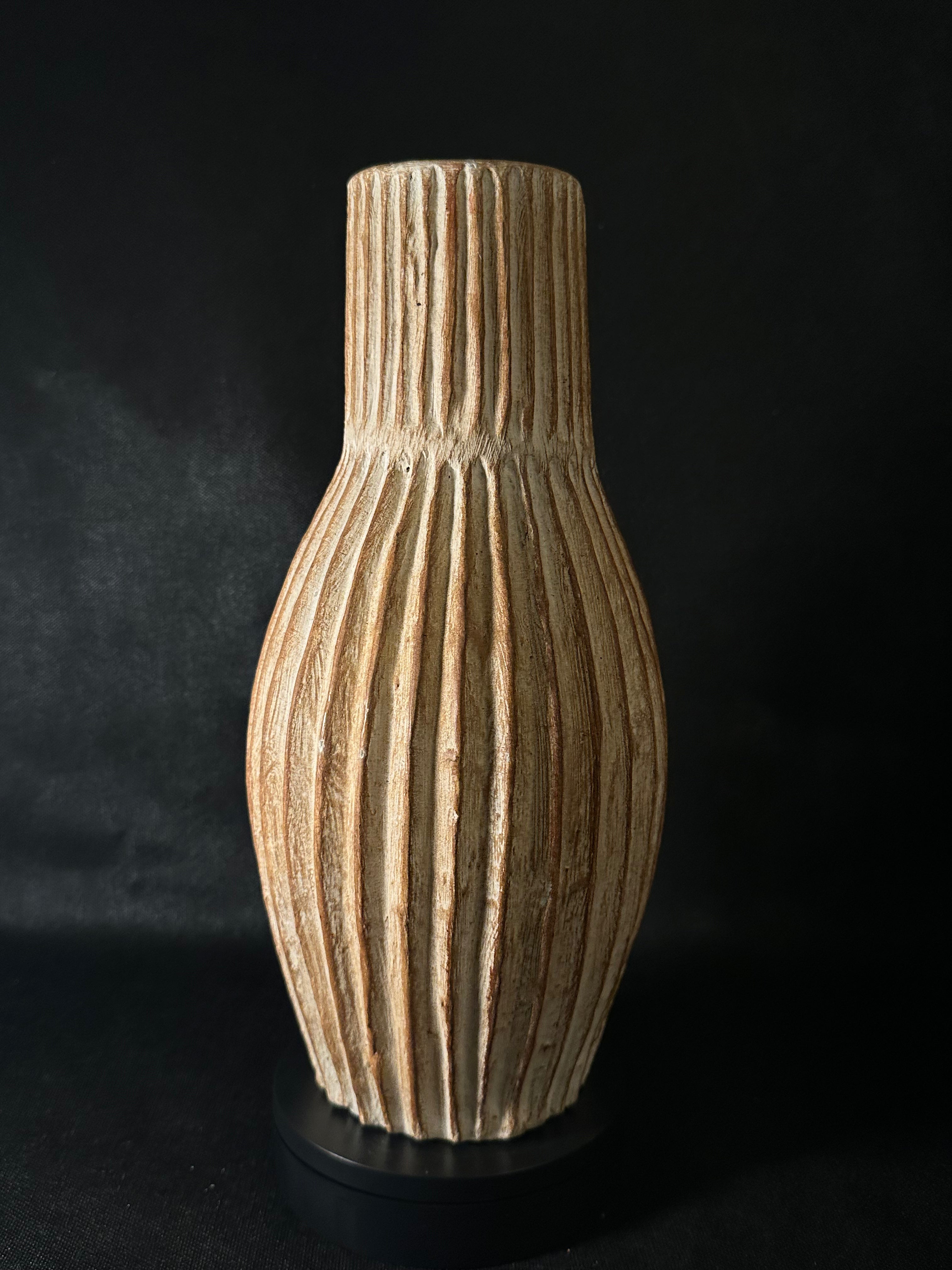 Vase à rayures blanc et orange