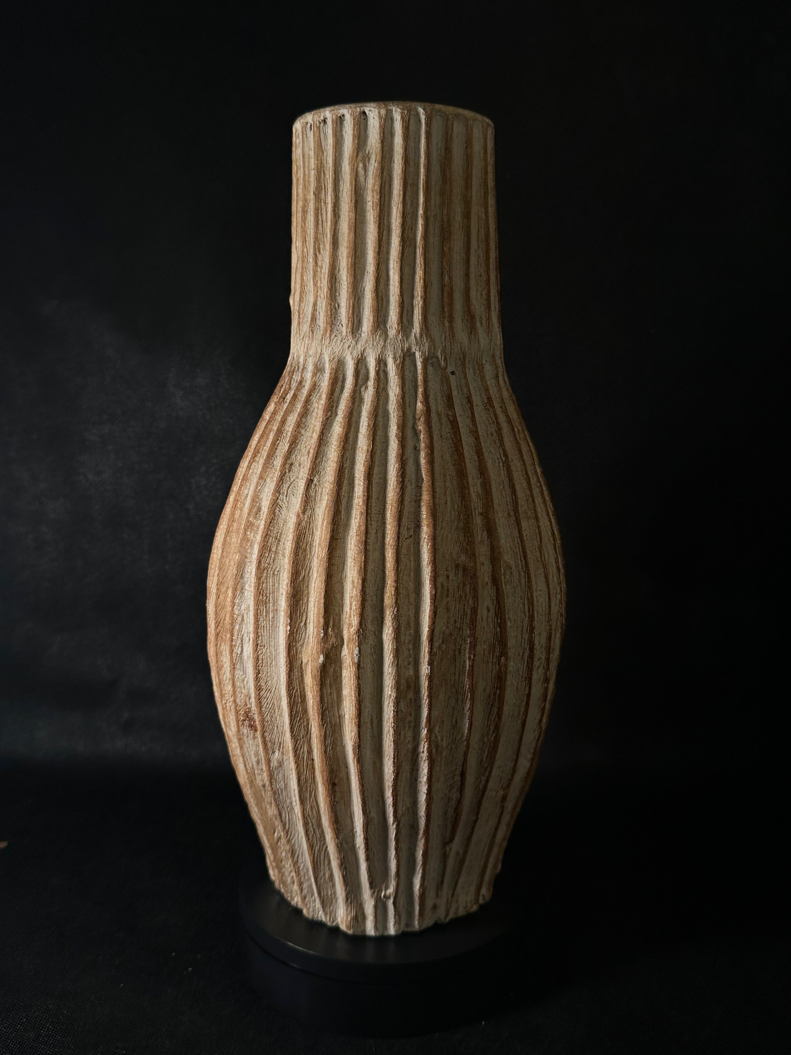 Vase à rayures blanc et orange