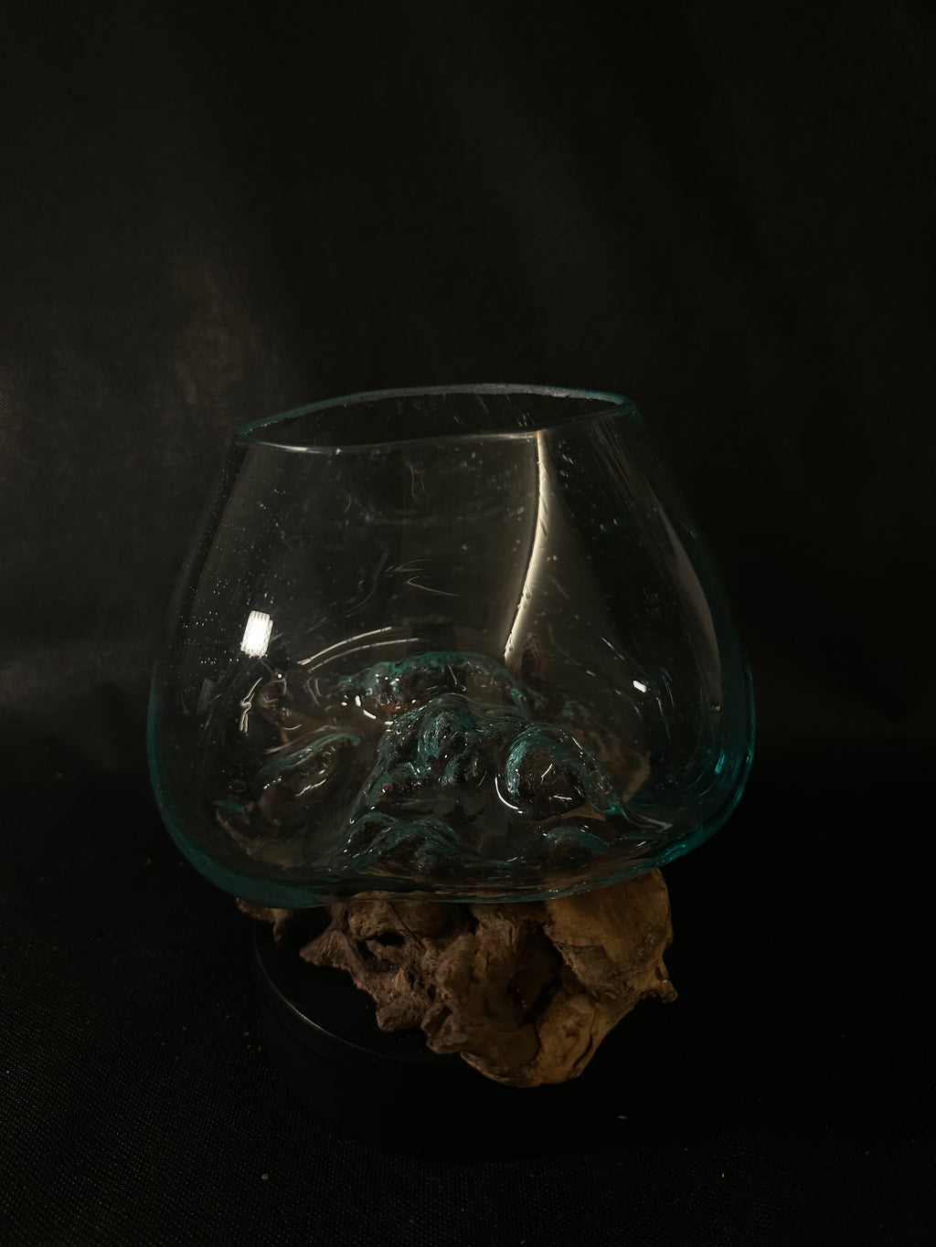 Verre soufflé et bois de teck