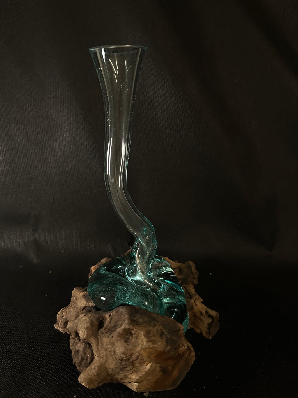 Verre soufflé et bois de teck