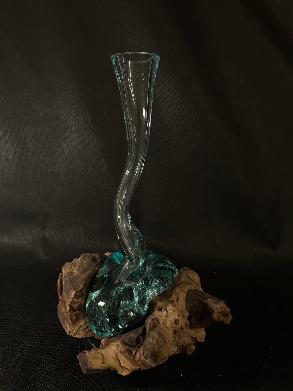 Verre soufflé et bois de teck