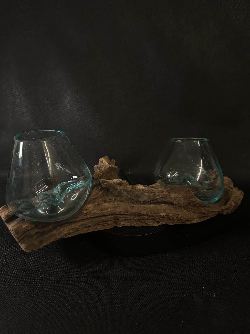 Verre soufflé et bois de teck