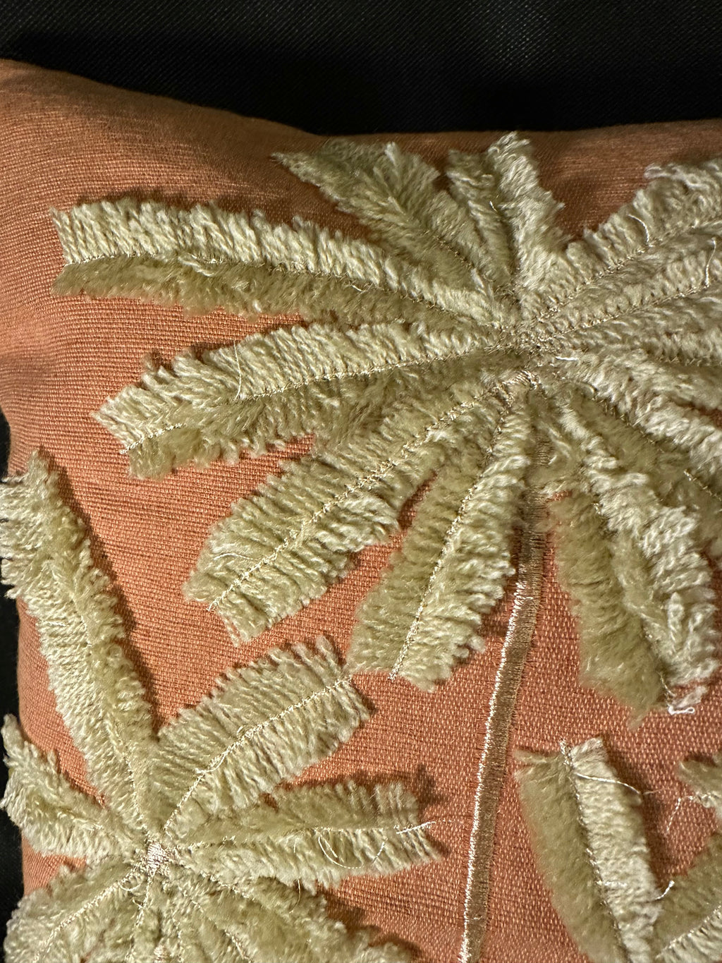 Taies de coussins terracotta Palmier brodé