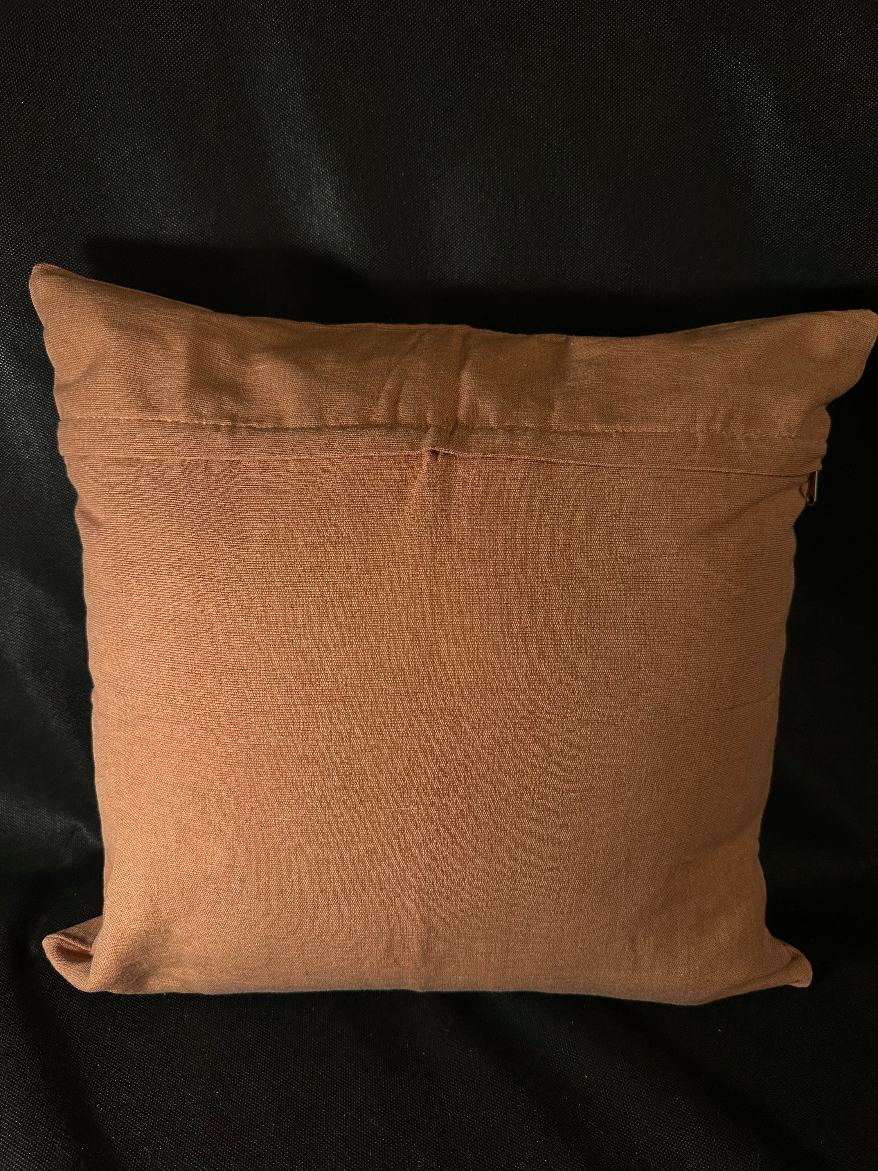 Taies de coussins terracotta Palmier brodé