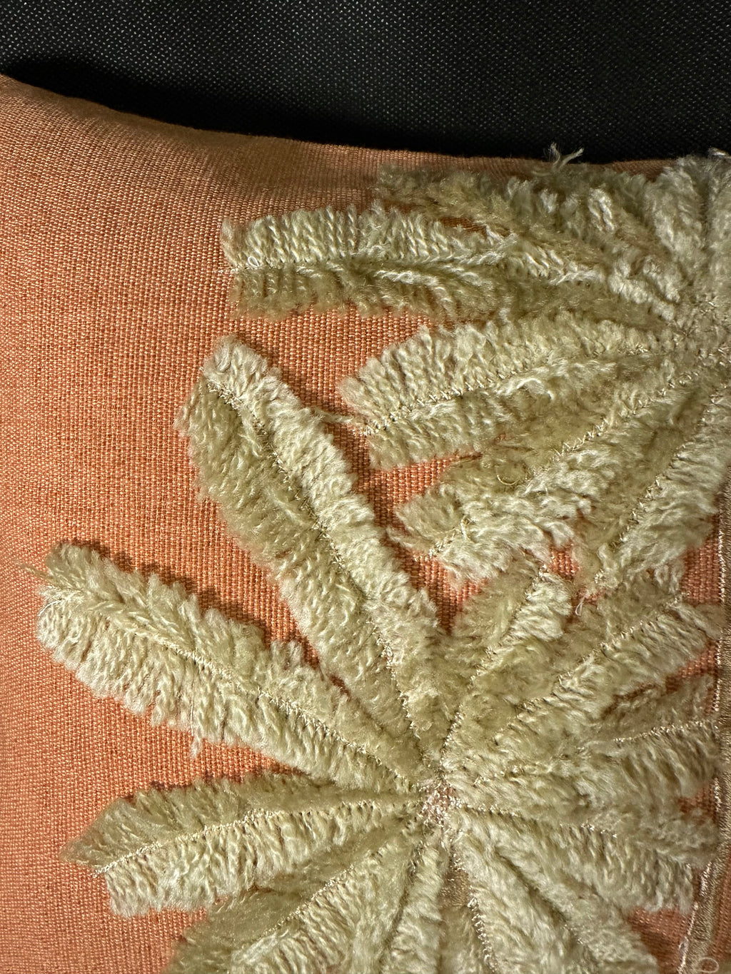 Taies de coussins terracotta Palmier brodé