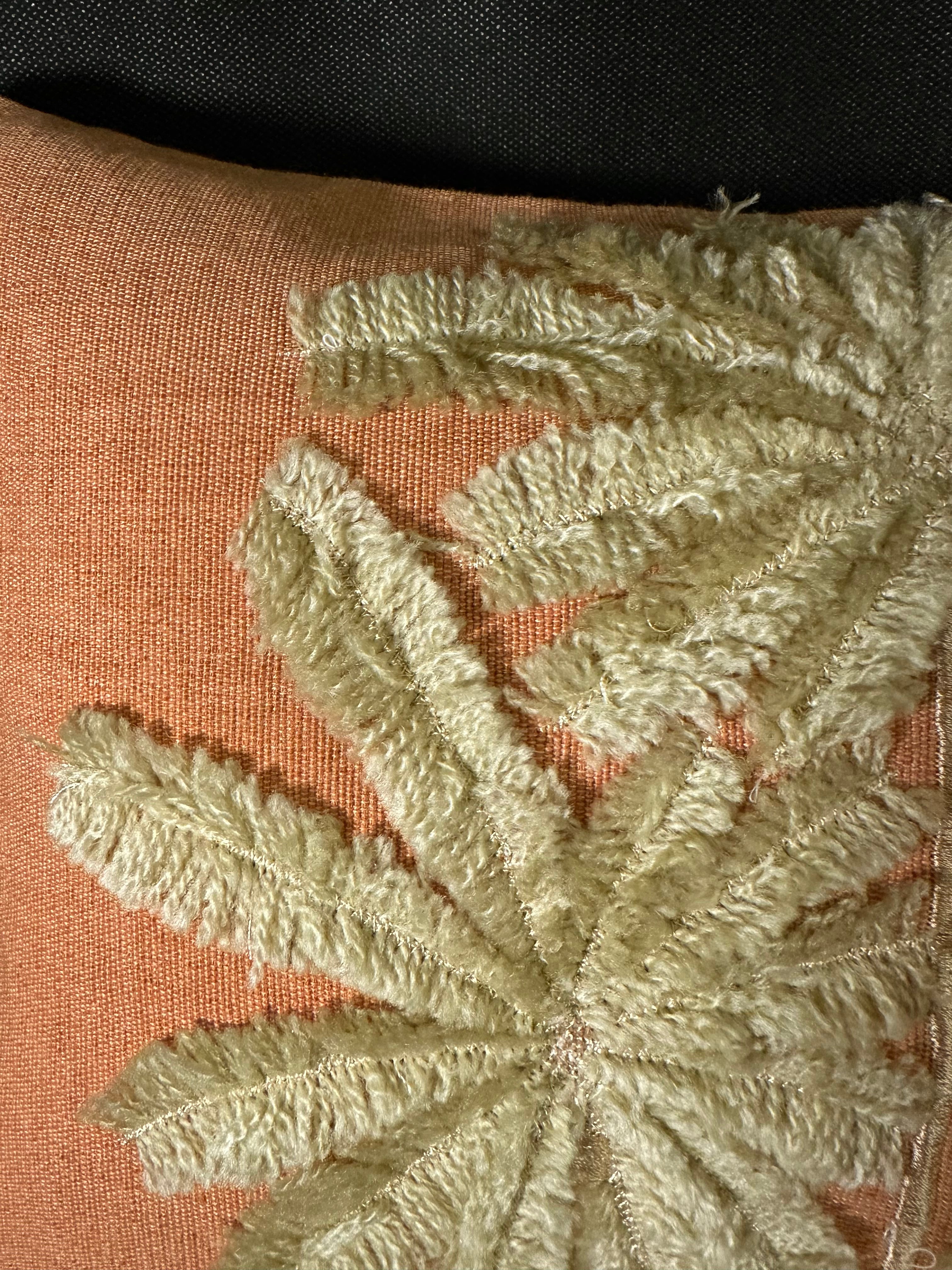 Taies de coussins terracotta Palmier brodé