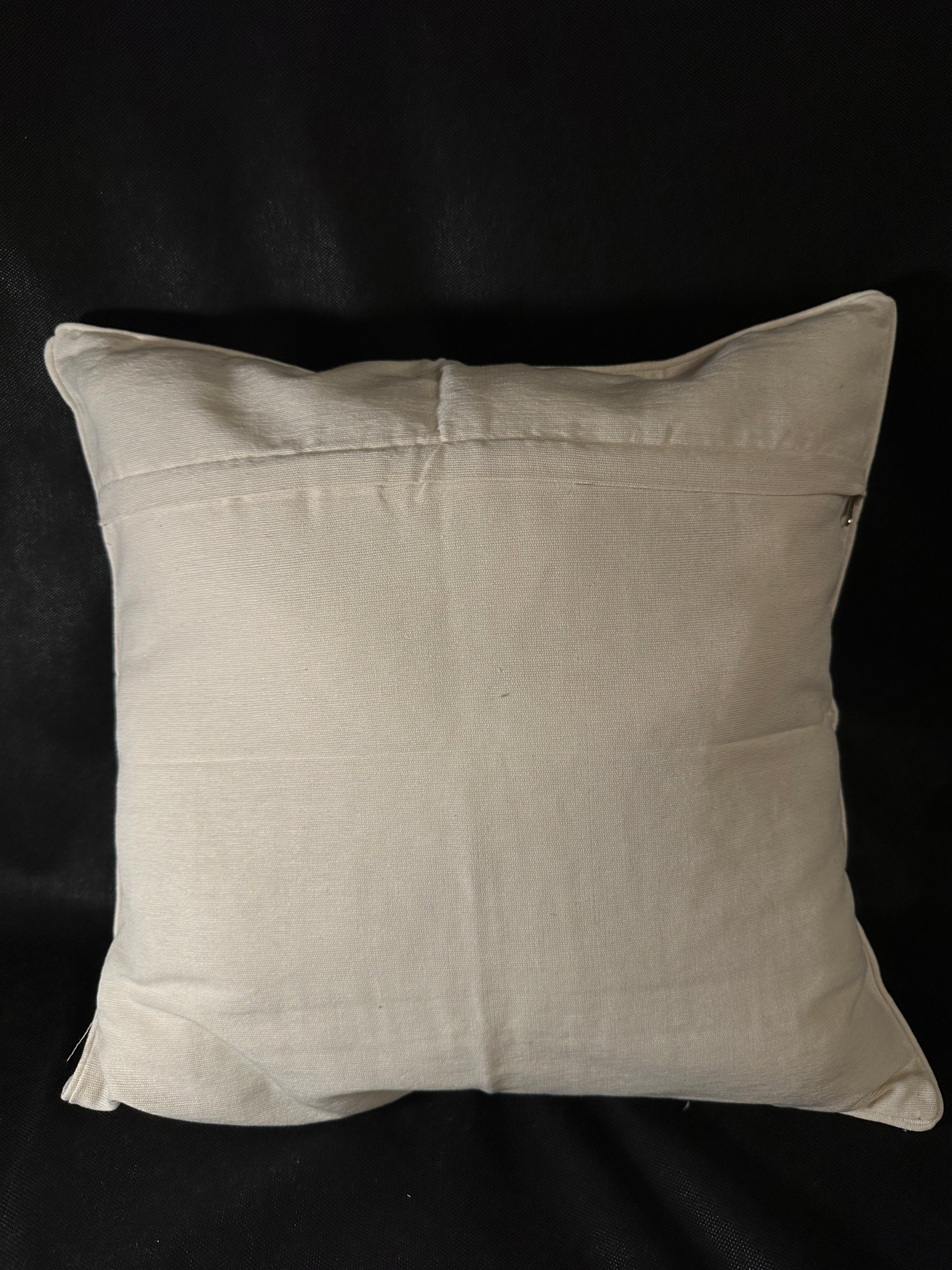 Taies de coussins bleues Palmier brodé