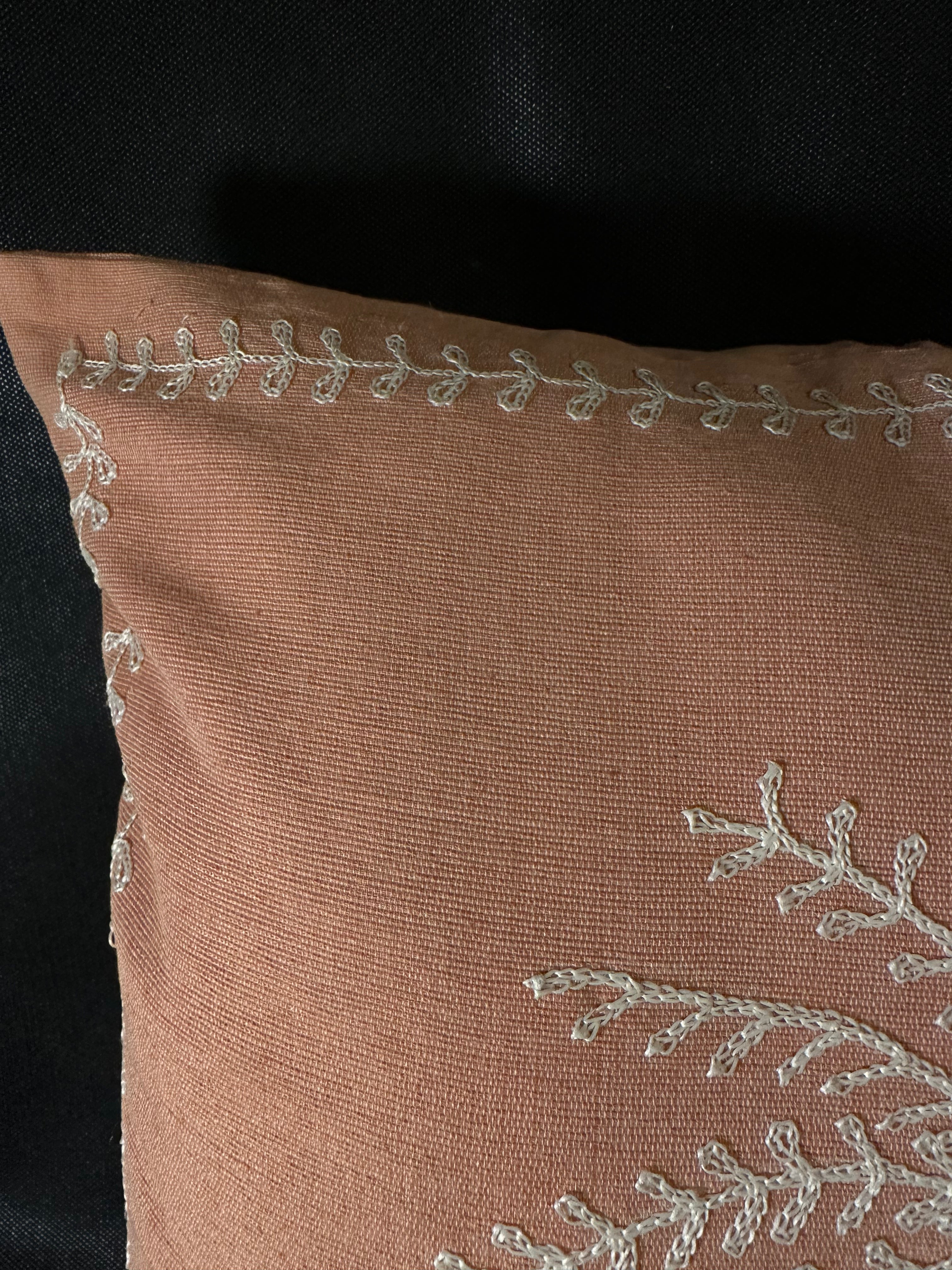 Taies de coussins terracotta Palmier brodé