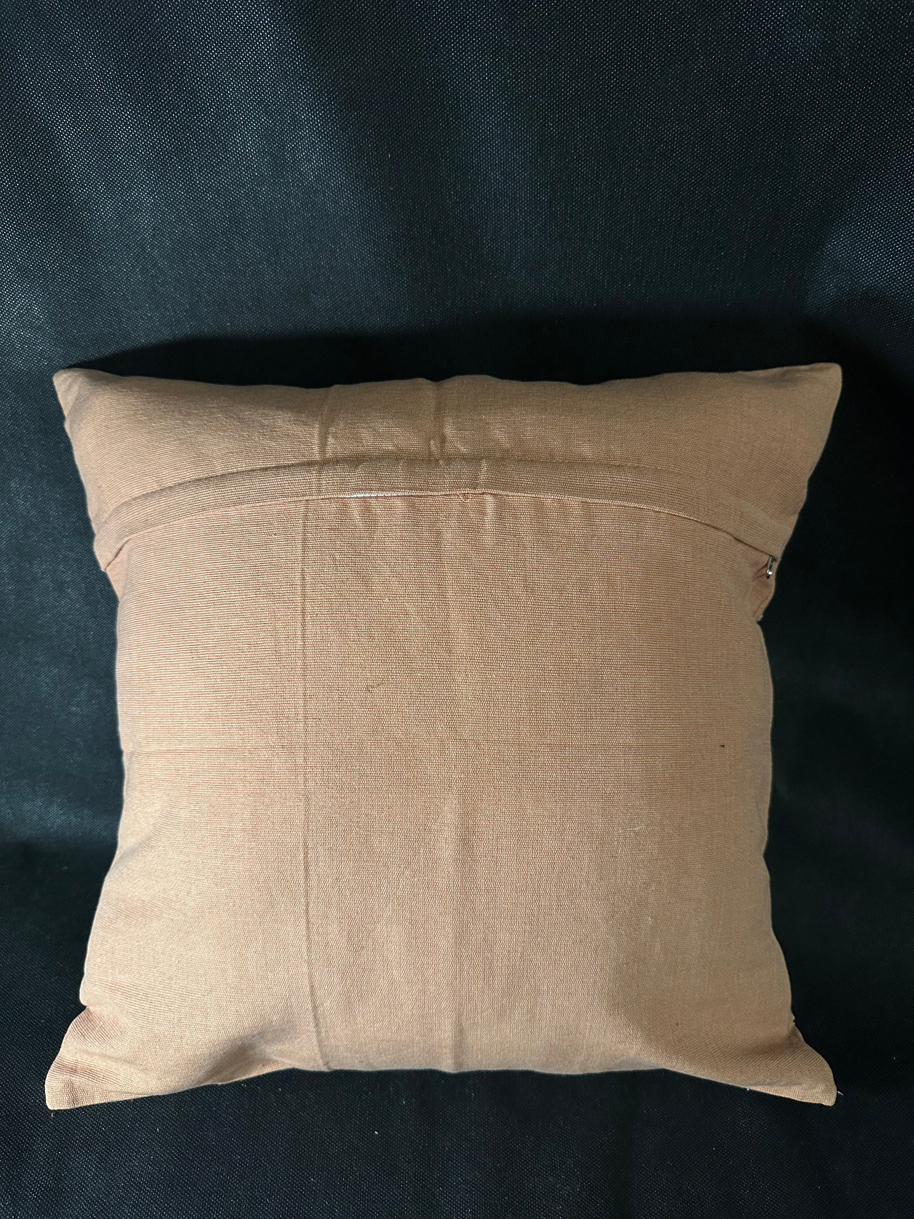 Taies de coussins terracotta Palmier brodé