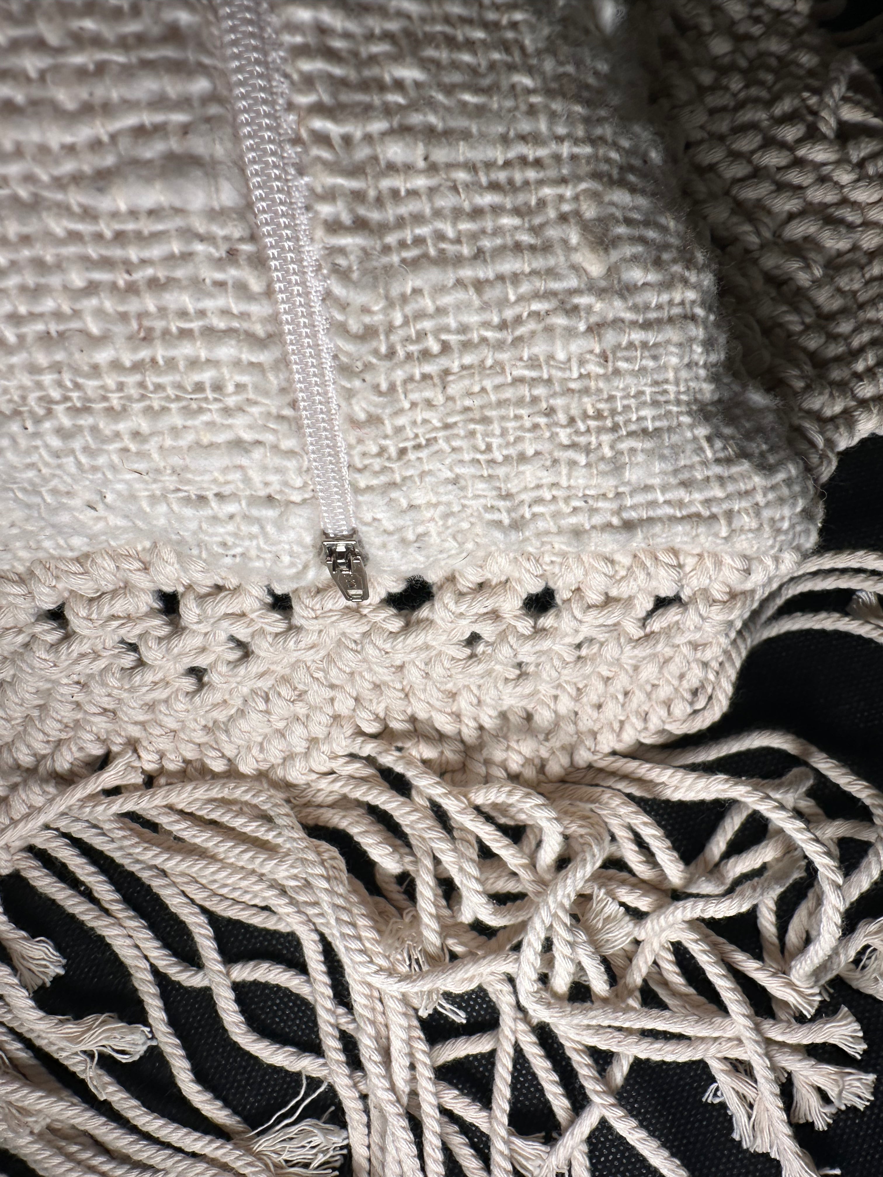 Taies de coussins en macramé