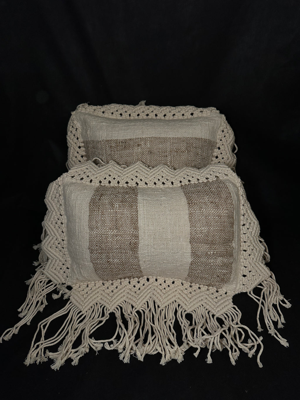 Taies de coussins en macramé