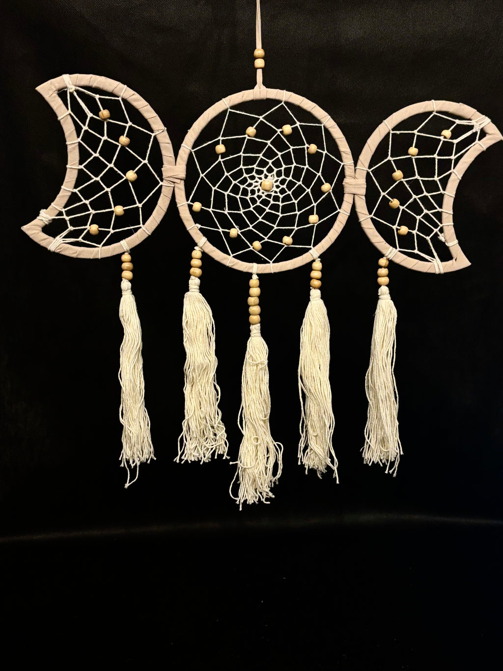 Attrape-Rêves Triple Lune en Macramé