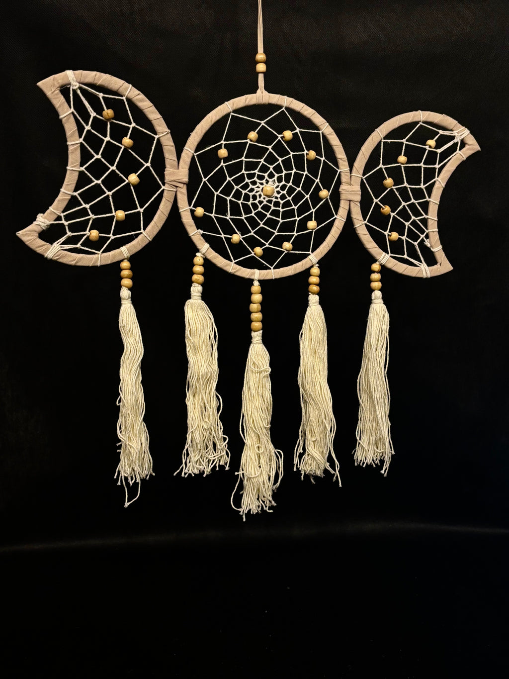 Attrape-Rêves Triple Lune en Macramé