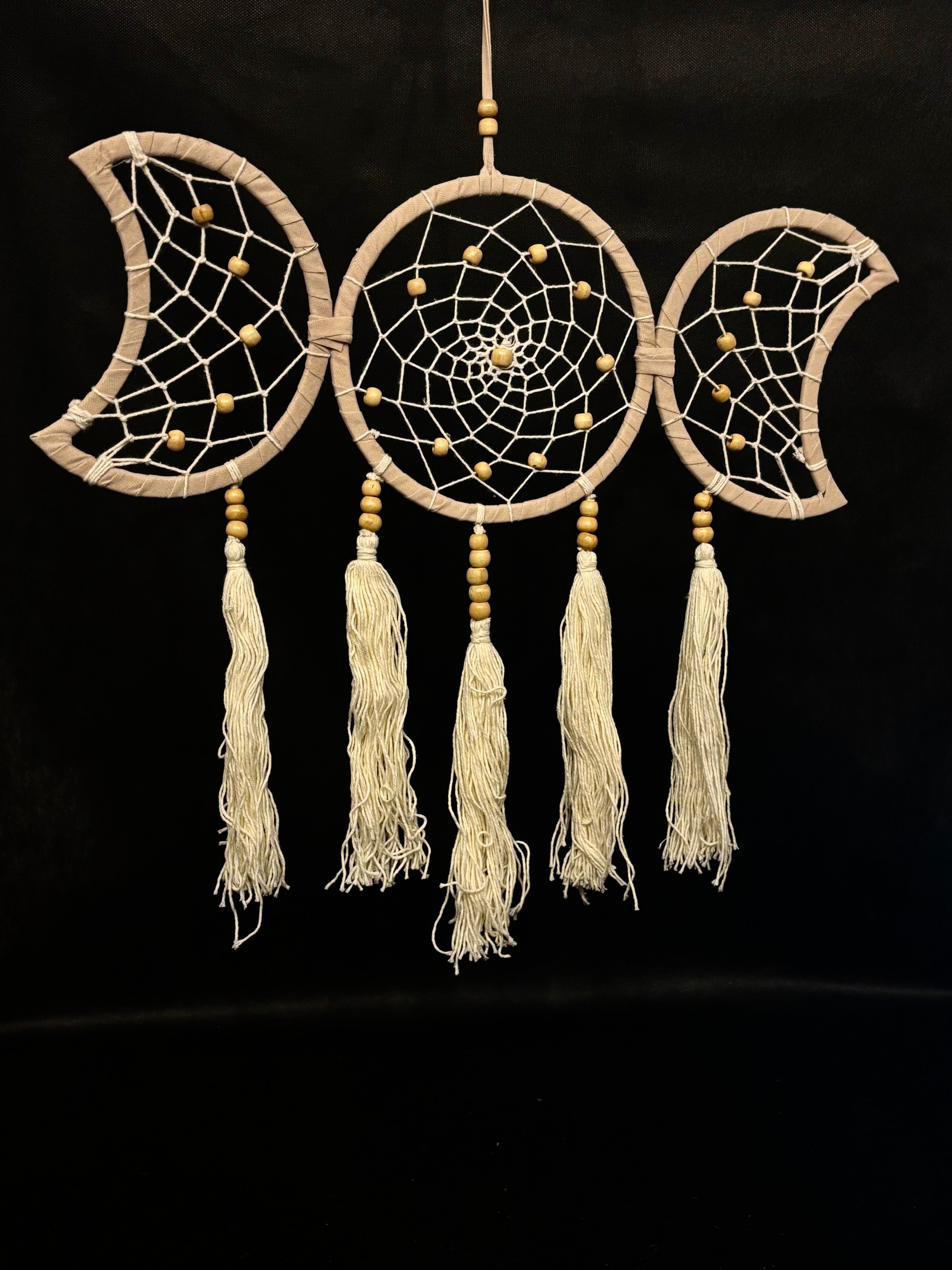 Attrape-Rêves Triple Lune en Macramé