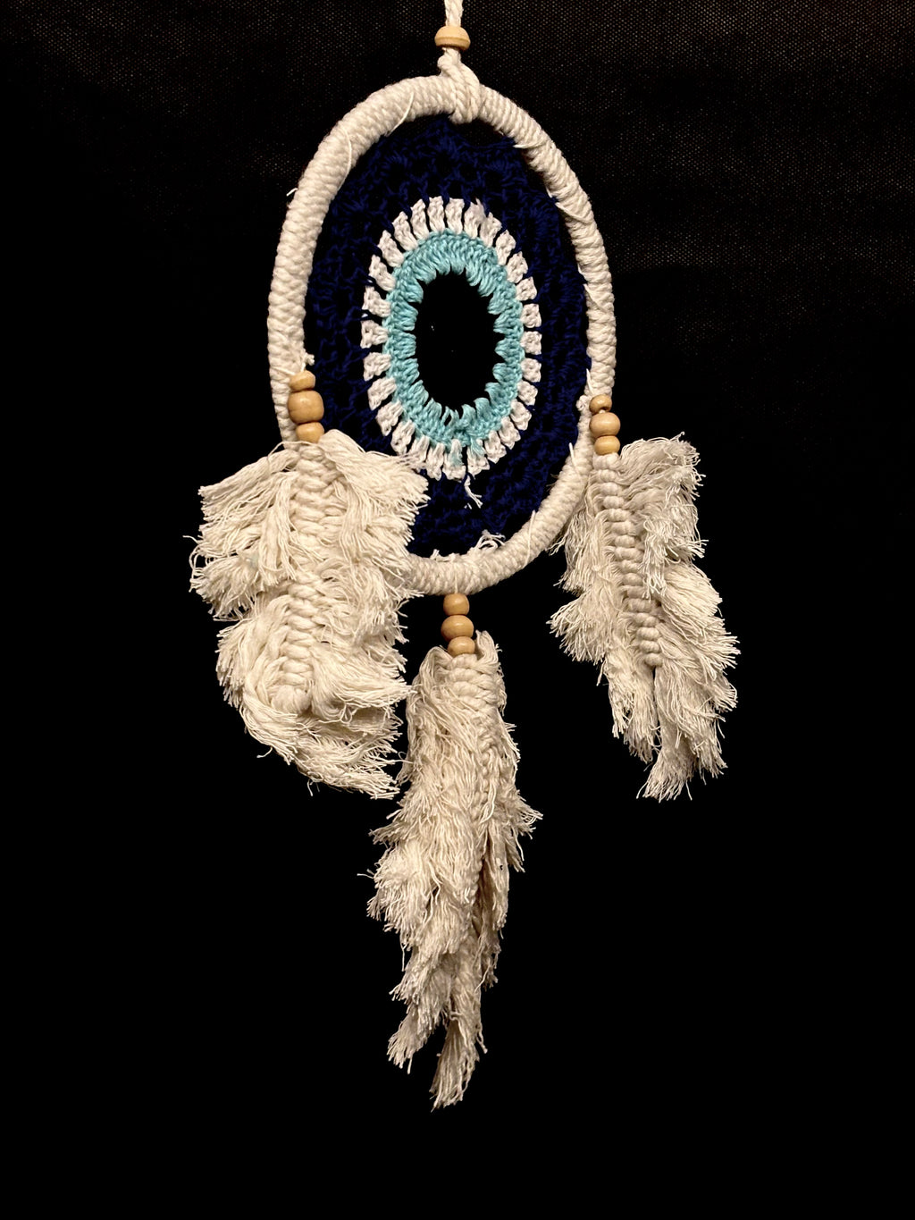 Petit Attrape-Rêves “Œil Protecteur” Bleu en Macramé