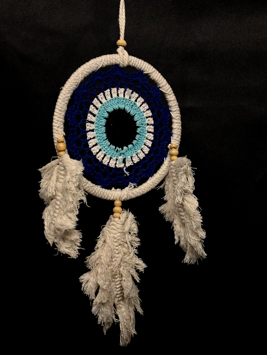 Petit Attrape-Rêves “Œil Protecteur” Bleu en Macramé