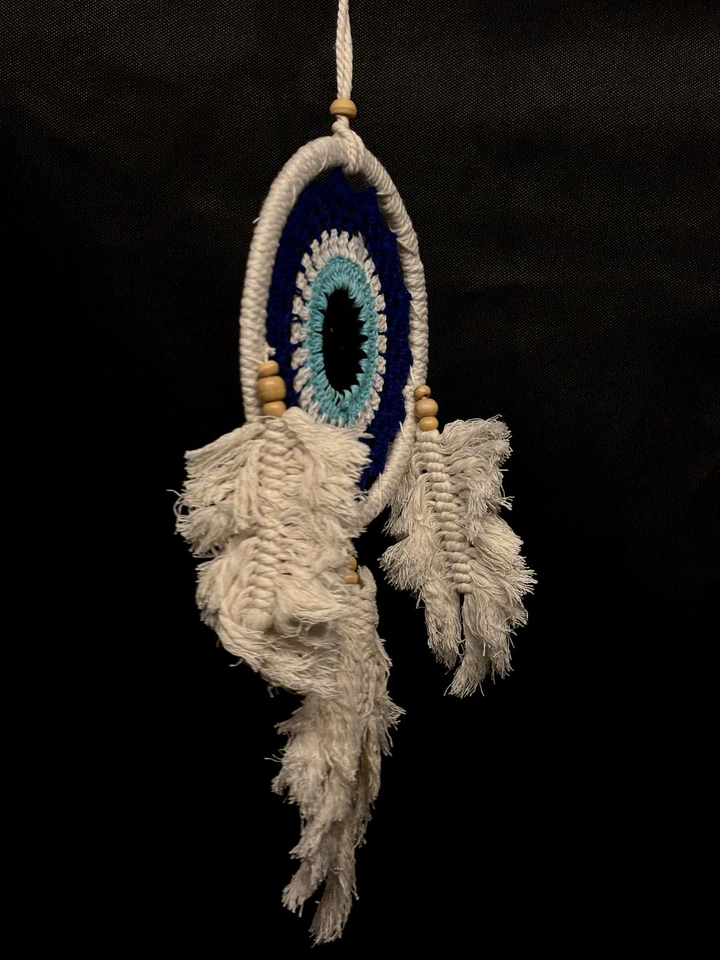 Petit Attrape-Rêves “Œil Protecteur” Bleu en Macramé