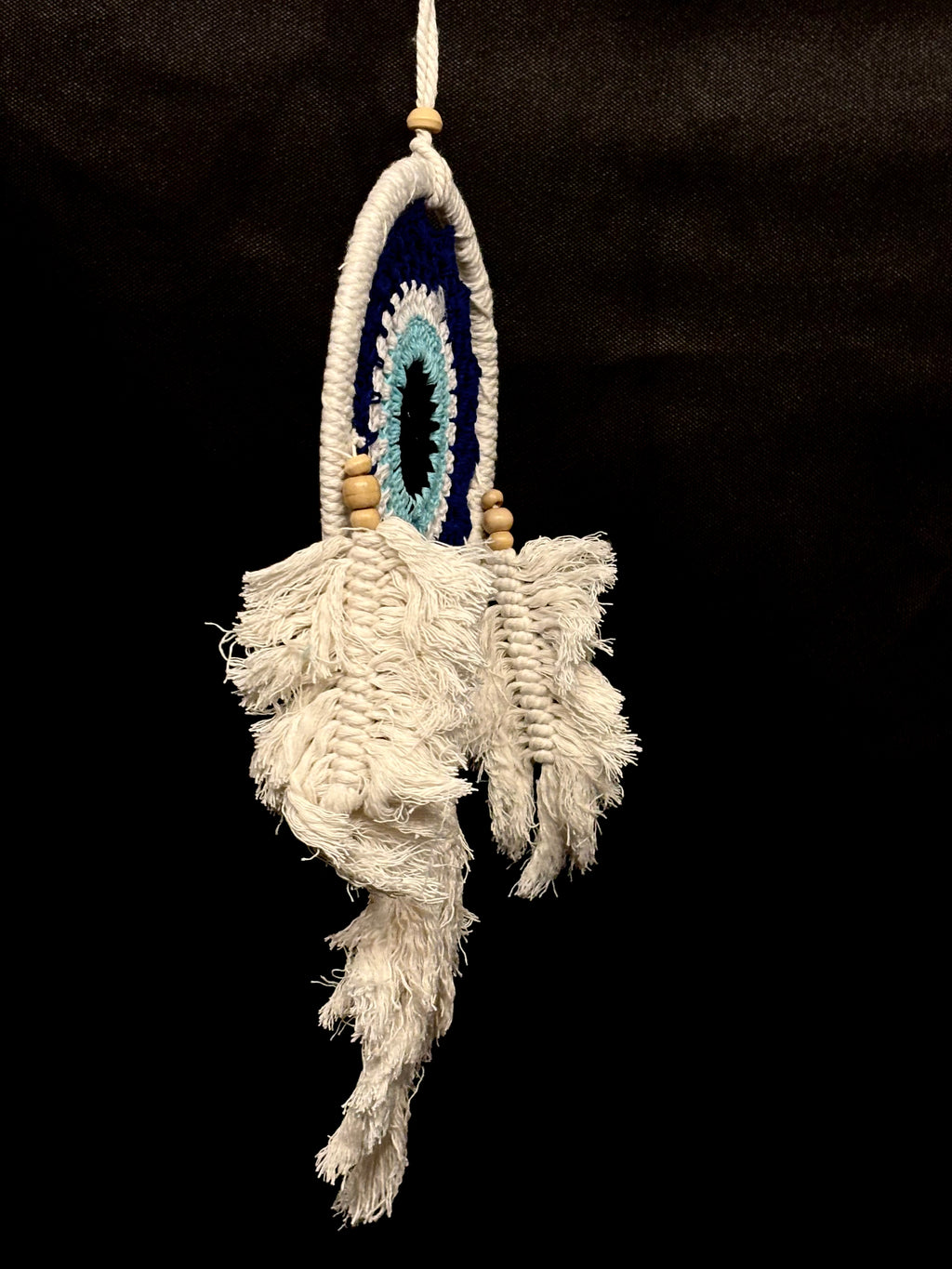 Petit Attrape-Rêves “Œil Protecteur” Bleu en Macramé