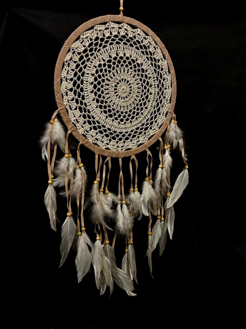 Attrape-Rêves Bohème XXL en Dentelle et Plumes Naturelles