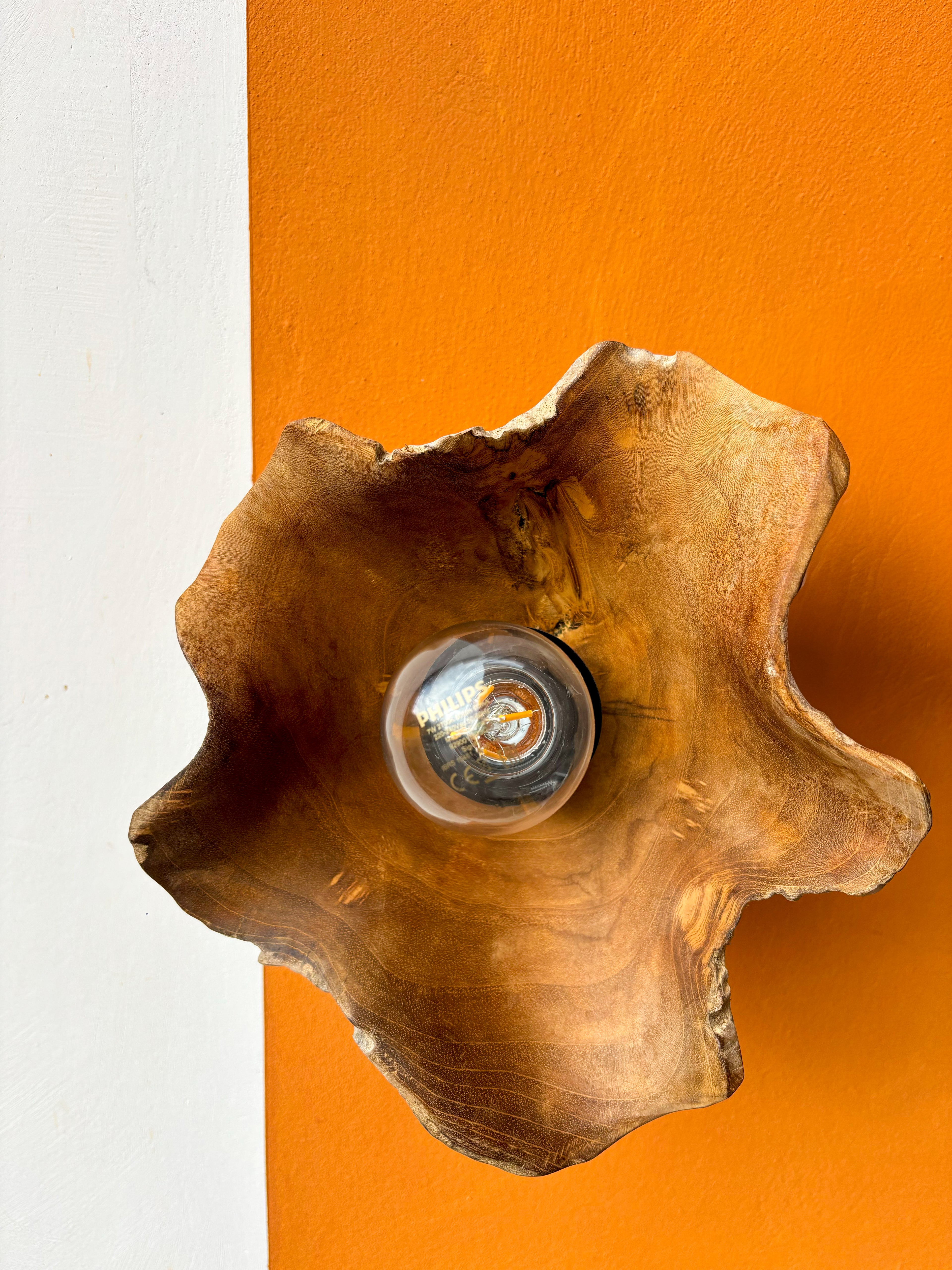 Luminaire coupole en bois de teck