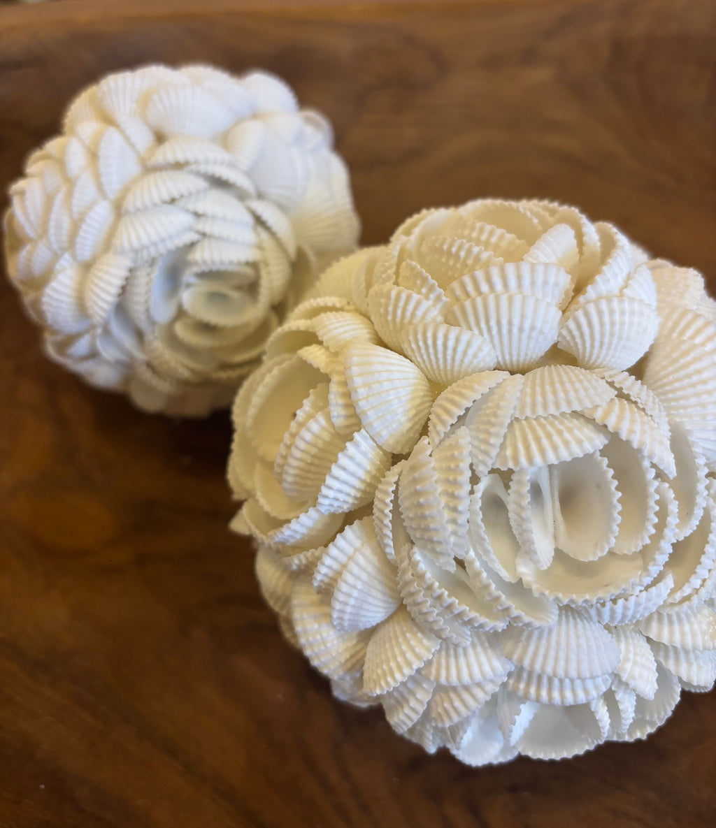 Coffret – Barque en Bois de Teck & Boules en Coquillages Artisanales