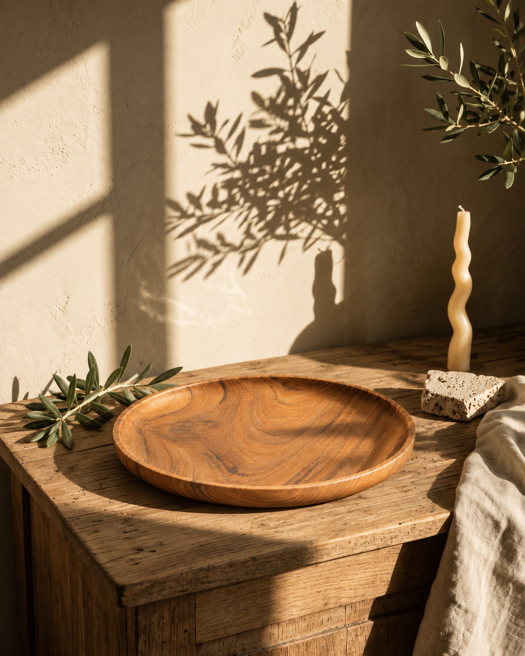 Assiette ronde en bois de teck – Ø 20 cm