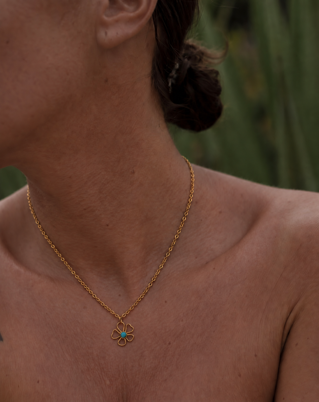 Collier fleur – Turquoise