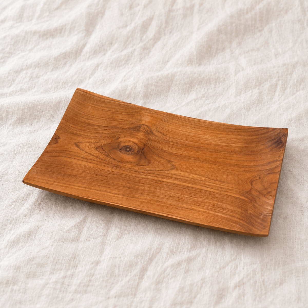 Grande assiette rectangulaire en bois de teck – 30 x 18 cm