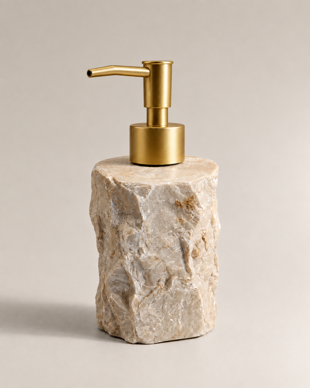 Push à savon en marbre petit blanc embout gold