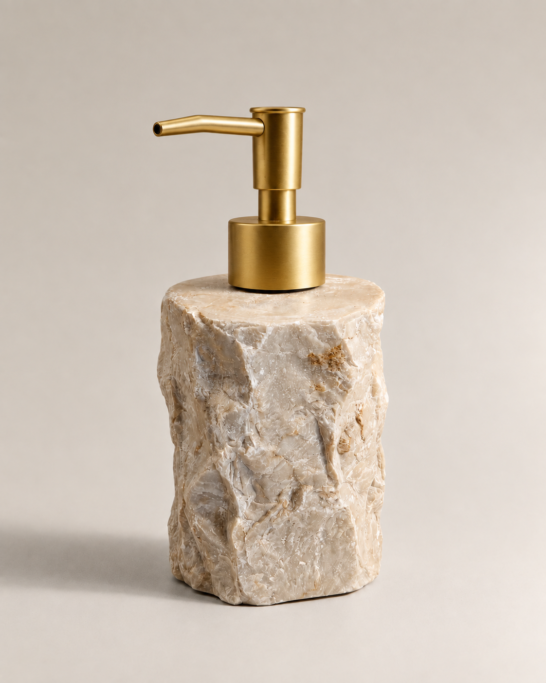Push à savon en marbre petit blanc embout gold
