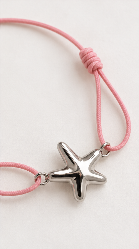 Bracelet Étoile de Mer Rose & Argenté
