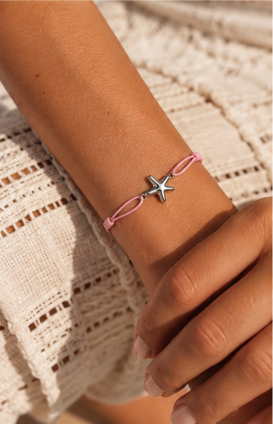 Bracelet Étoile de Mer Rose & Argenté