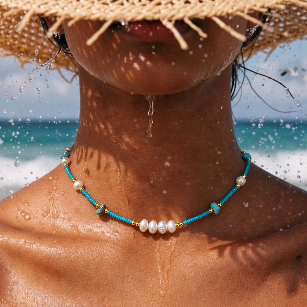 Collier Perles & Nacre – Turquoise