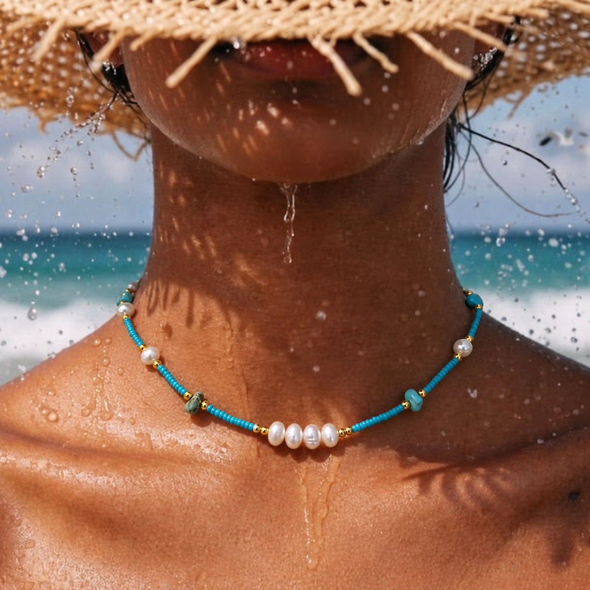 Collier Perles & Nacre – Turquoise
