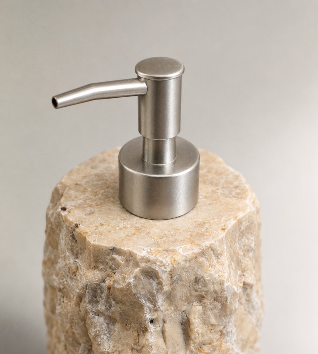 Push à savon grand blanc embout gris