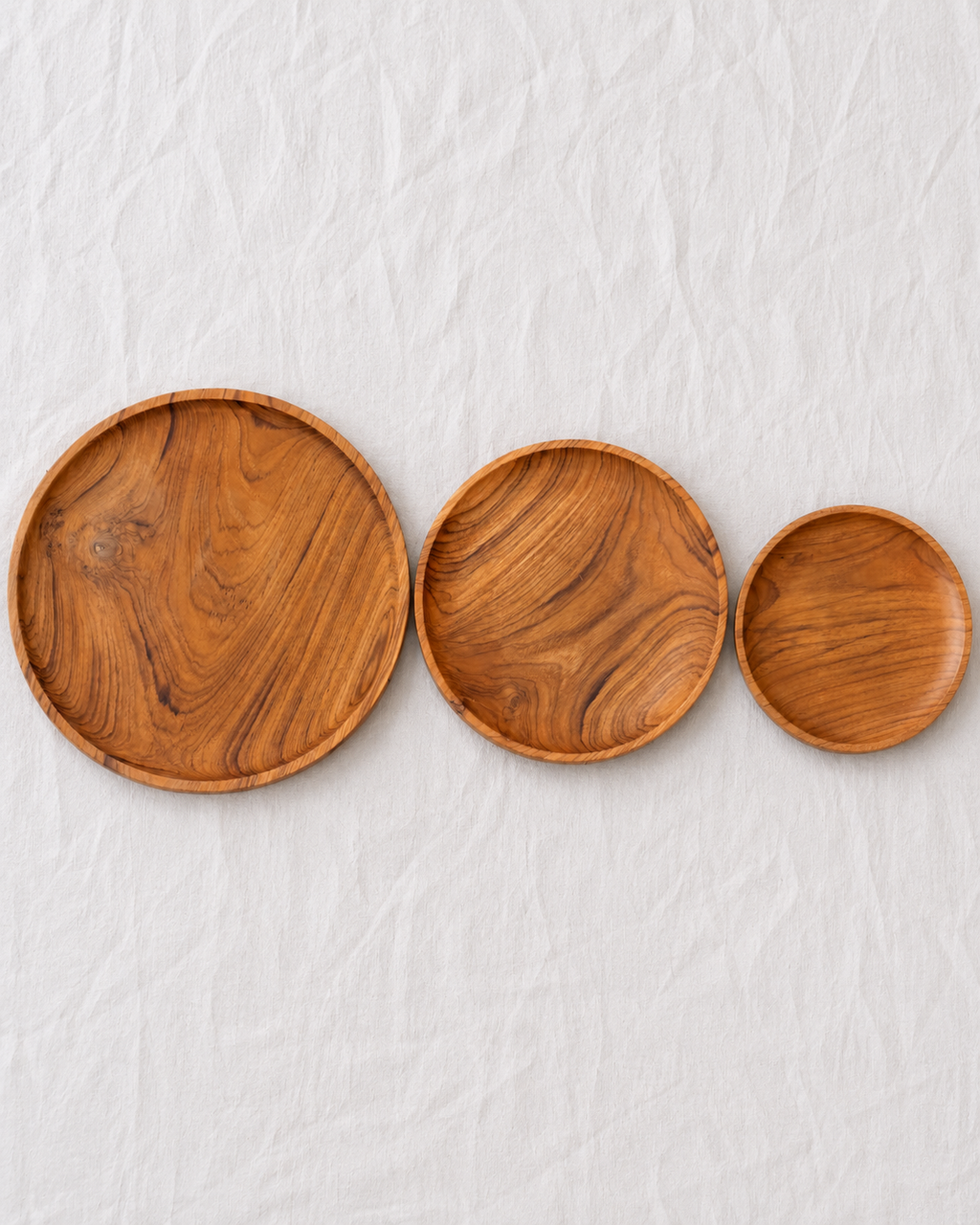 Lot de 3 assiettes en bois de teck