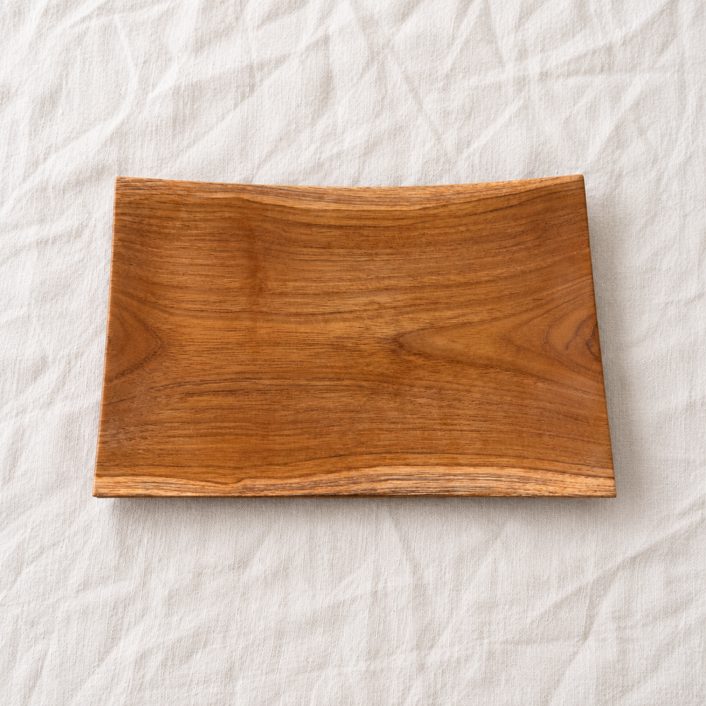 Assiette rectangulaire en bois de teck – 25,5 x 17 cm