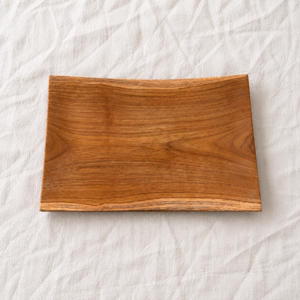 Assiette rectangulaire en bois de teck – 25,5 x 17 cm