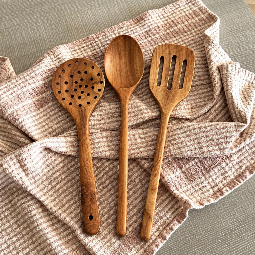 Lot de 3 spatules en bois de teck
