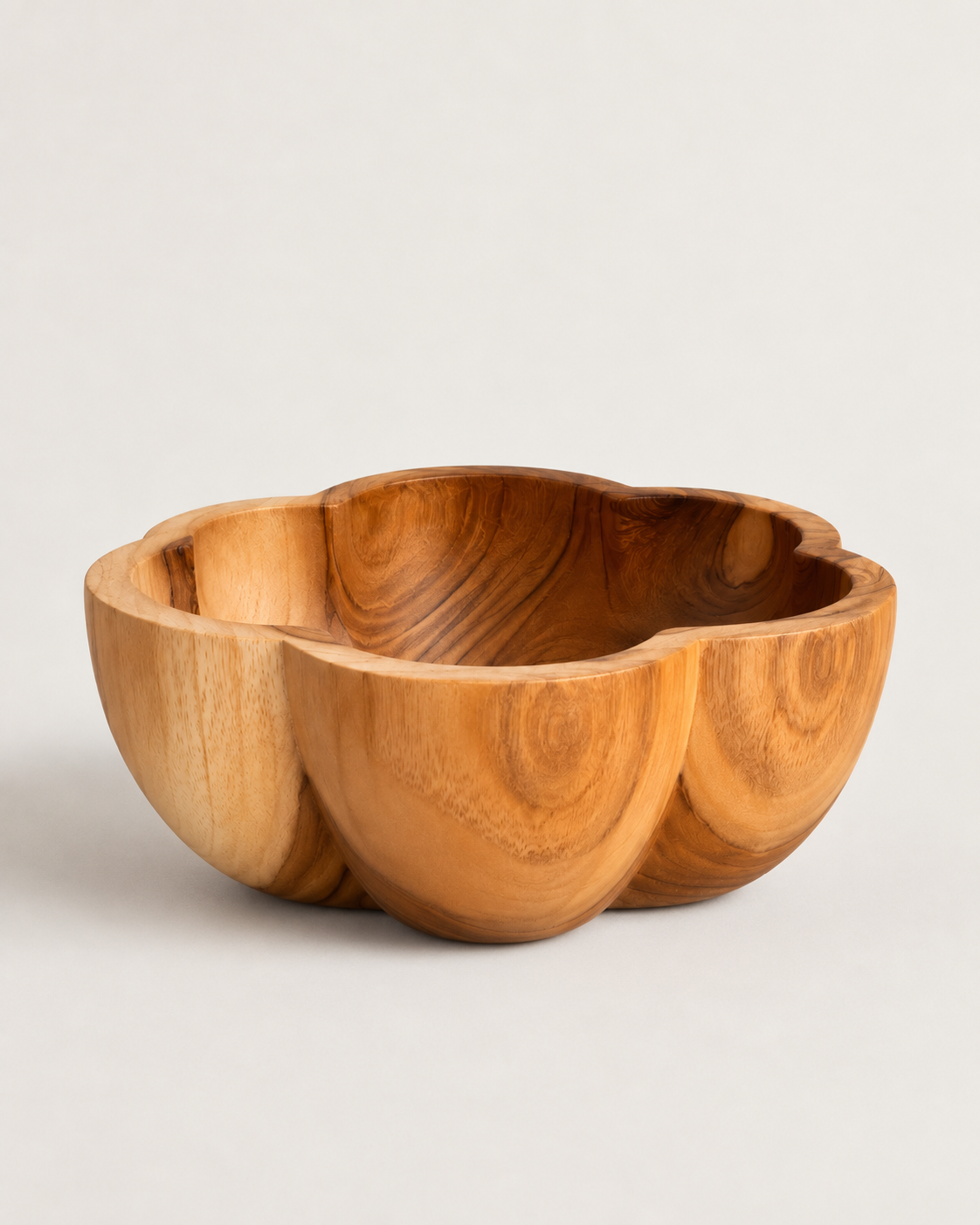 Bol en teck – Forme fleur