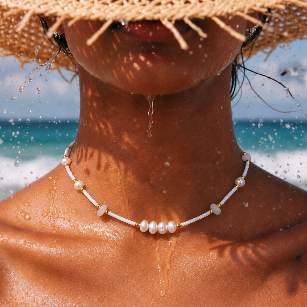 Collier Perles & Nacre – Blanc
