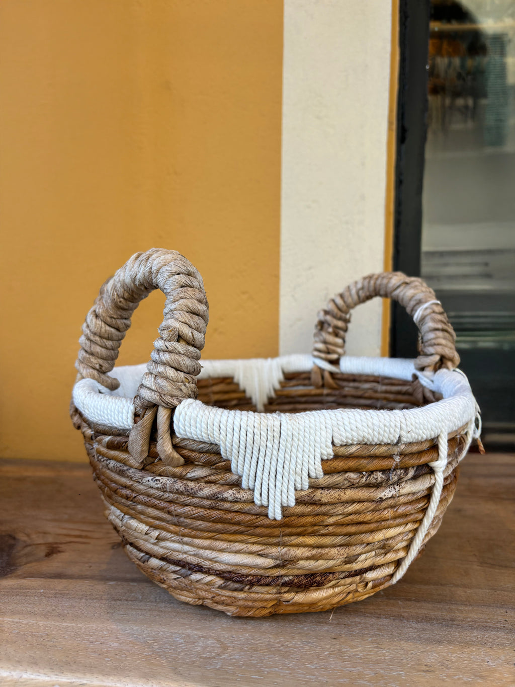 Lot de 3 Paniers tressés macramé naturels