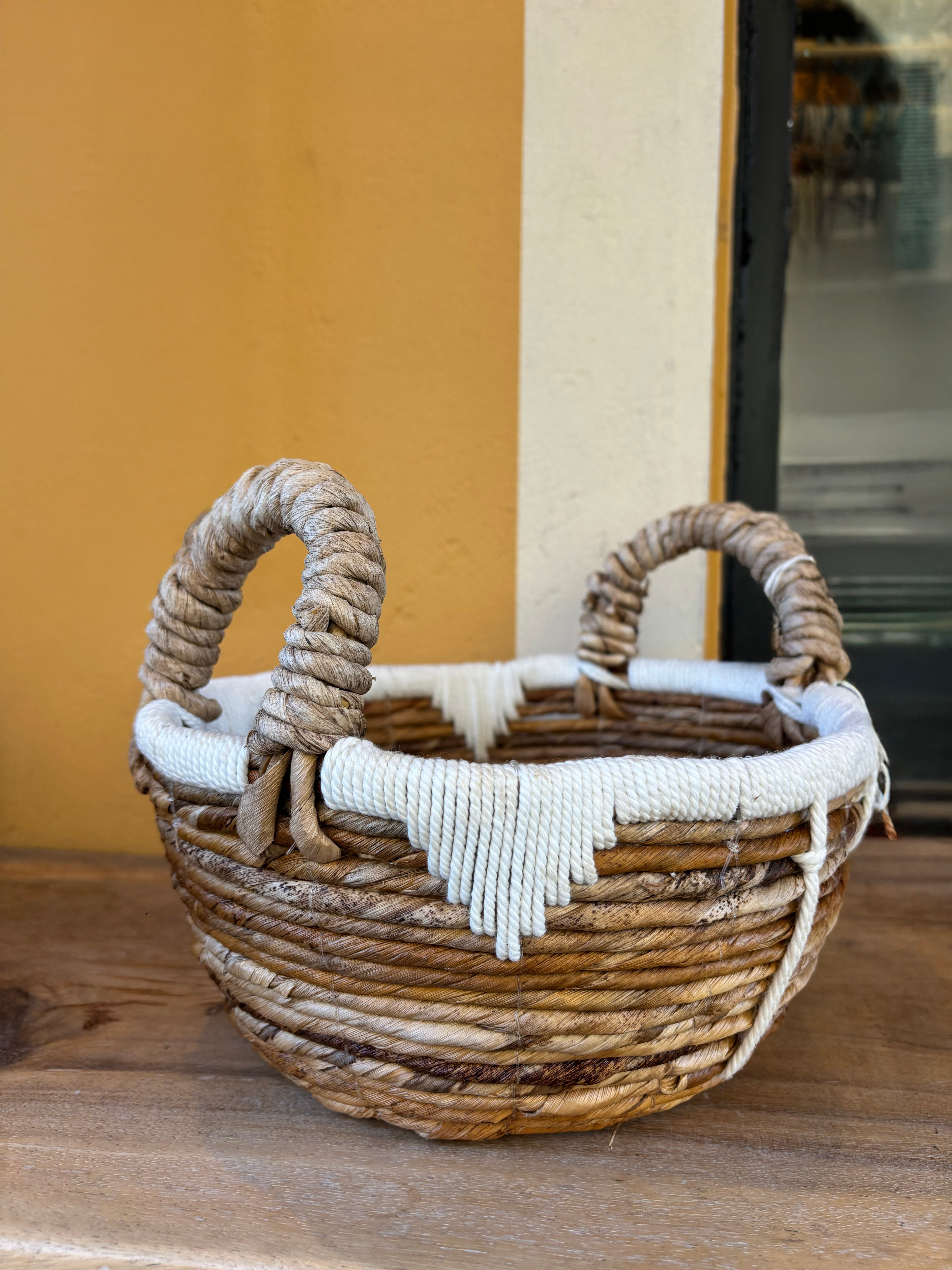 Lot de 3 Paniers tressés macramé naturels